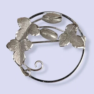 🍁Vintage Bond Boyd Sterling Floral Circle Brooch